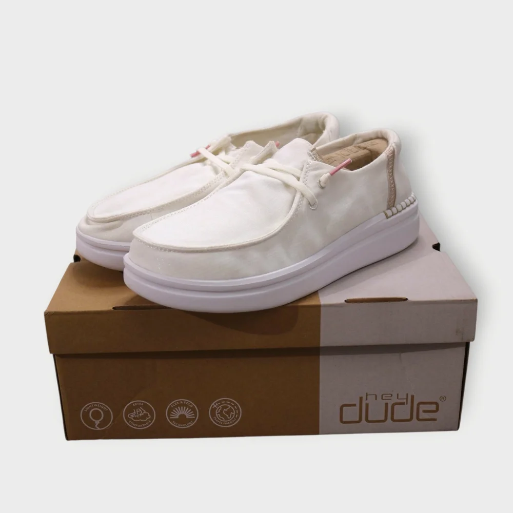 Hey Dude Wendy Rise Spark White Shoes US Women's 8 EU 39 Shimmer New With BOX - Picture 8 of 8
